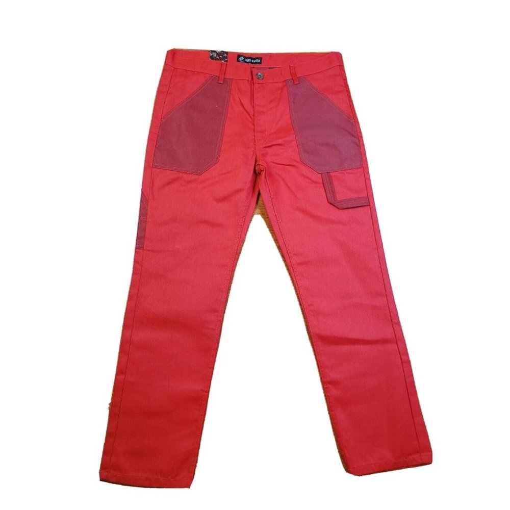 KING MAKER Mens  STRAIGHT FIT Red retro  Designer Jeans NWT 40 X 32